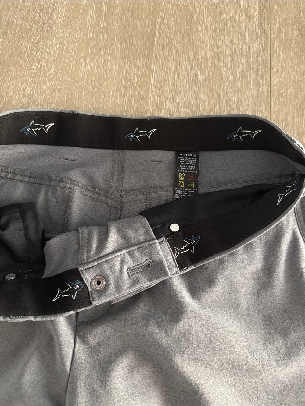 Greg Norman Collection Gray Chinos with Shark-Trim Waistband